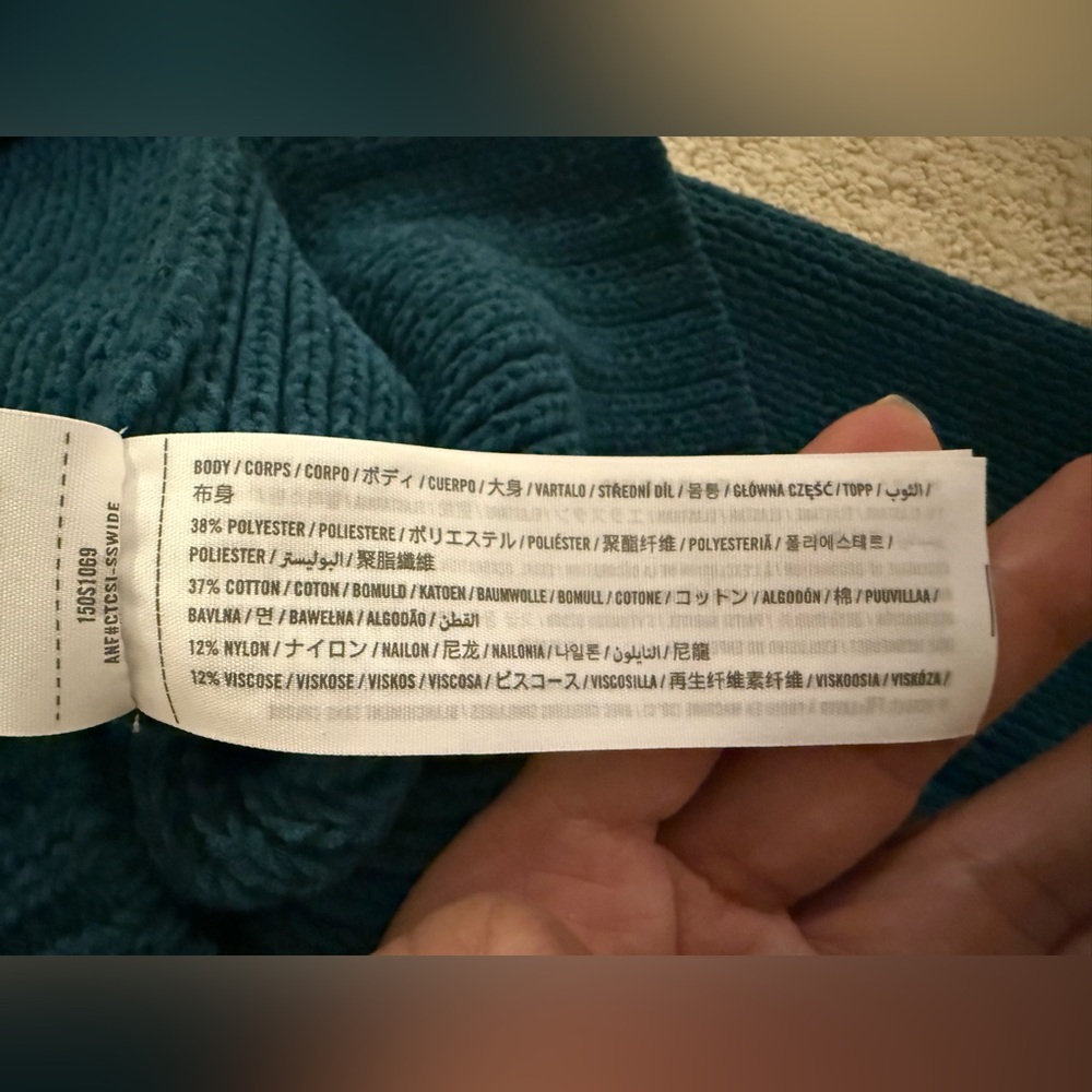 Abercrombie & Fitch Teal Textural Stitch V-neck Cardigan - Size XXS - Picture 5 of 5